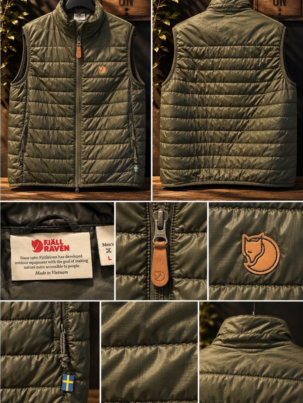 Fjallraven Olive Green Quilted Puffer Vest